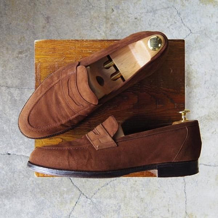 極上★チャーチ 90F/UK9【貴重★アンテロープ革/REAL CAPE BUCK】93ラスト/コインローファー/茶/メンズ/Church's★f342