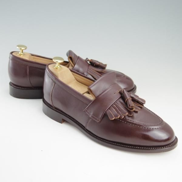 極美品★(英国製)ユニオンワークス SIZE 7.5【定価￥44,280-★タッセルローファー/キルト付き】カーフ/赤茶/メンズ/UNION WORKS★f354