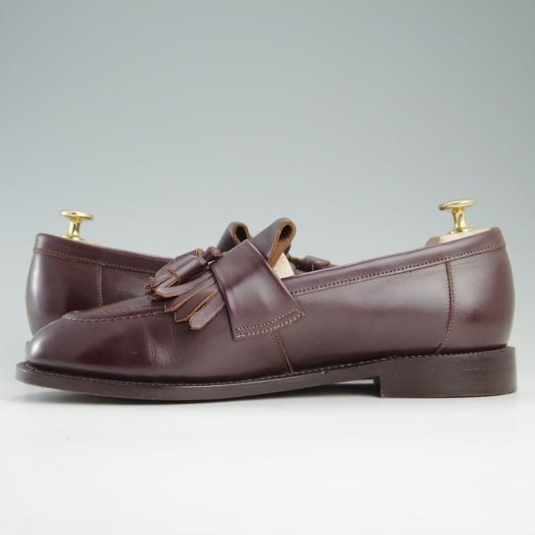 極美品★(英国製)ユニオンワークス SIZE 7.5【定価￥44,280-★タッセルローファー/キルト付き】カーフ/赤茶/メンズ/UNION WORKS★f354