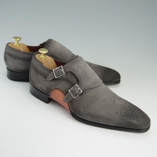 美品★(スペイン製)マグナーニ SIZE 41【現行定価7万円程度★オパンケ/ボロネーゼ製法】14599/ダブルモンク/スエード/MAGNANNI★f361