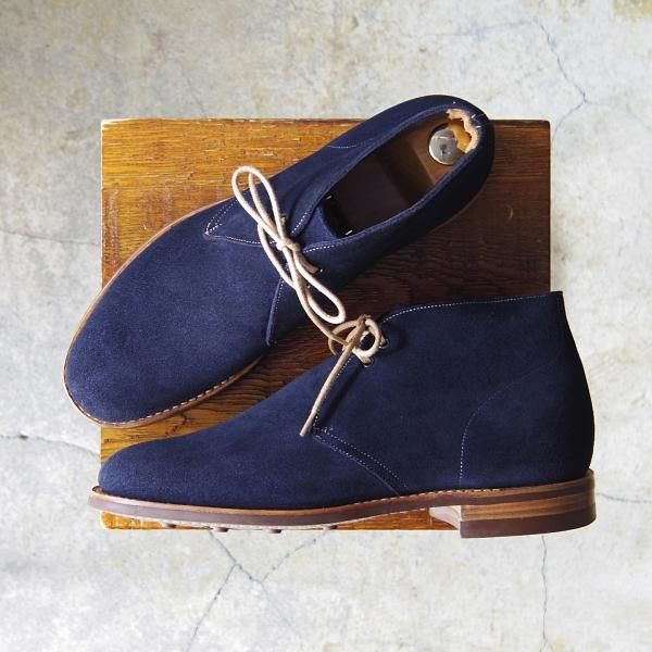 極美品★チャーチ 70F/UK7【ダイナイトソール仕様★SAHARA D/81ラスト】4都市ロゴ/チャッカブーツ/スエード/紺/Church's★f368
