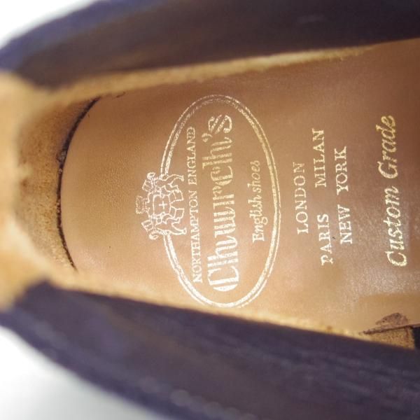 極美品★チャーチ 70F/UK7【ダイナイトソール仕様★SAHARA D/81ラスト】4都市ロゴ/チャッカブーツ/スエード/紺/Church's★f368