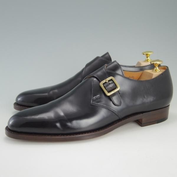ほぼ未使用★(浅草)hand sewn welted boot maker o.e.【UK7程度★コードバン仕様/プレタポルテ/radicle】モンクストラップ/黒★f372