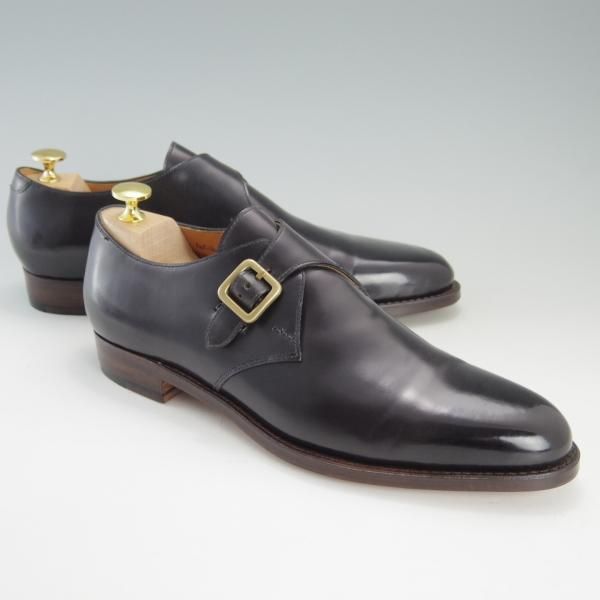 ほぼ未使用★(浅草)hand sewn welted boot maker o.e.【UK7程度★コードバン仕様/プレタポルテ/radicle】モンクストラップ/黒★f372