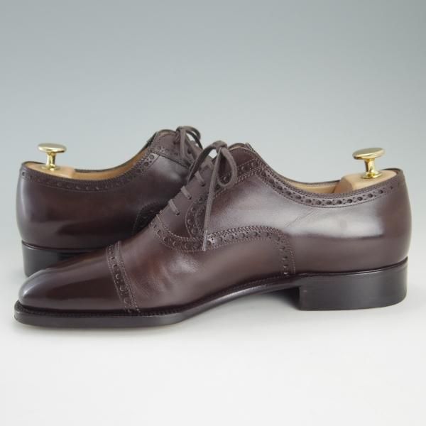 極美品★(伊)ステファノベーメル SIZE 40【定価20万円以上★クォーターブローグ/6620】ミュージアムカーフ/濃茶/Stefano Bemer★f373