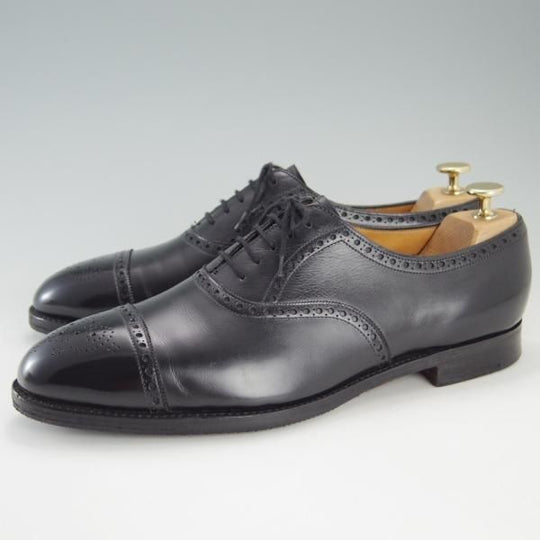 極上★ジョンロブ 8.5E【貴重★DARBYラスト/PARISロゴ時代の製品/SEYMOUR】セミブローグ/カーフ/黒/メンズ/旧ロゴ/JOHN LOBB★f377