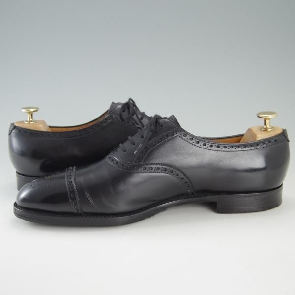 極上★ジョンロブ 8.5E【貴重★DARBYラスト/PARISロゴ時代の製品/SEYMOUR】セミブローグ/カーフ/黒/メンズ/旧ロゴ/JOHN LOBB★f377