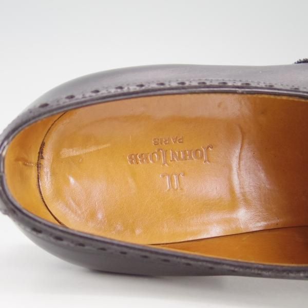 極上★ジョンロブ 8.5E【貴重★DARBYラスト/PARISロゴ時代の製品/SEYMOUR】セミブローグ/カーフ/黒/メンズ/旧ロゴ/JOHN LOBB★f377