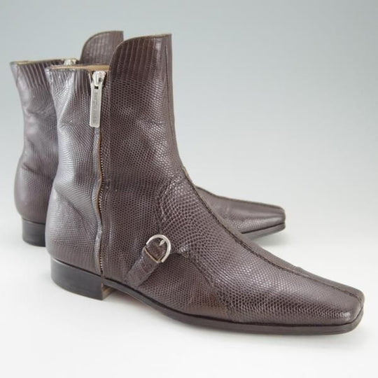 極上★(伊)セルジオロッシ SIZE 7【定価20万円以上★リザード革仕様/サイドジップブーツ】濃茶/メンズ/sergio rossi★f379