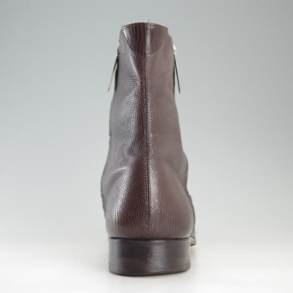 極上★(伊)セルジオロッシ SIZE 7【定価20万円以上★リザード革仕様/サイドジップブーツ】濃茶/メンズ/sergio rossi★f379