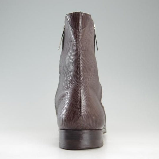 極上★(伊)セルジオロッシ SIZE 7【定価20万円以上★リザード革仕様/サイドジップブーツ】濃茶/メンズ/sergio rossi★f379