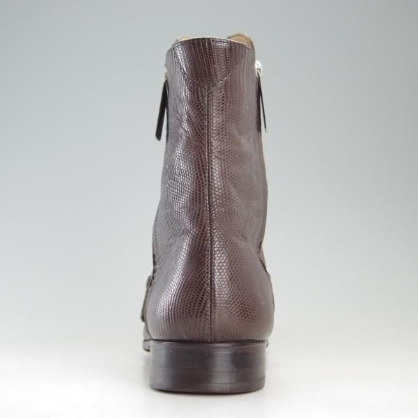 極上★(伊)セルジオロッシ SIZE 7【定価20万円以上★リザード革仕様/サイドジップブーツ】濃茶/メンズ/sergio rossi★f379
