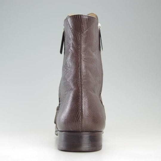 極上★(伊)セルジオロッシ SIZE 7【定価20万円以上★リザード革仕様/サイドジップブーツ】濃茶/メンズ/sergio rossi★f379