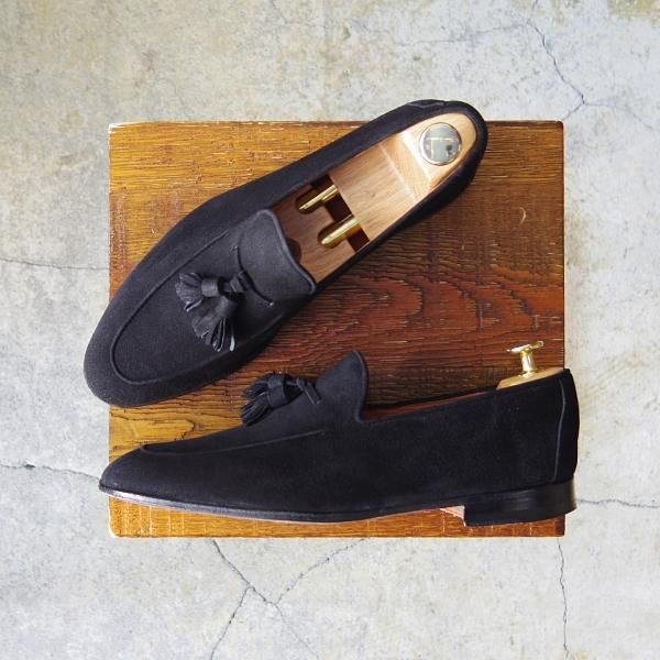 極上★(スペイン製)マグナーニ SIZE 38【★タッセルローファー/15790】スエード/黒/メンズ/MAGNANNI★f381