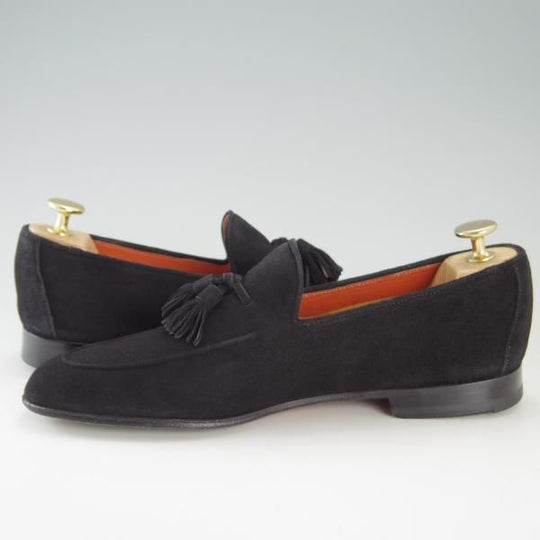 極上★(スペイン製)マグナーニ SIZE 38【★タッセルローファー/15790】スエード/黒/メンズ/MAGNANNI★f381