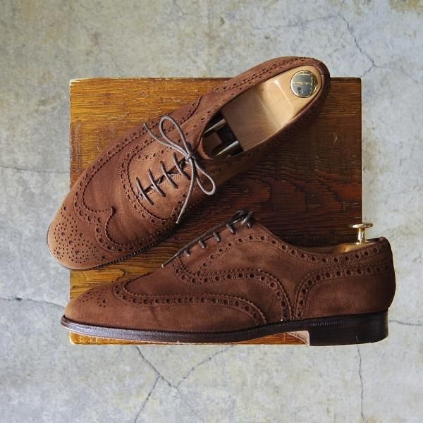 極上★チャーチ 75F/UK7.5【貴重★アンテロープ革/REAL CAPE BUCK/73ラスト】BUCK/フルブローグ/スエード/茶/メンズ/Church's★f382