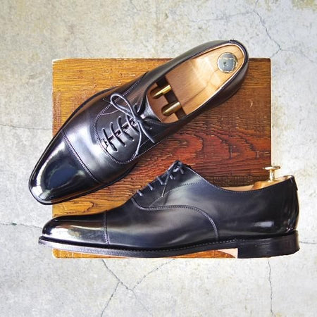 美品★チャーチ 75F/UK7.5【★ストレートチップ/RUSTON】159ラスト/5都市ロゴ/DECO CALF/カーフ/黒/メンズ/Church's★f383