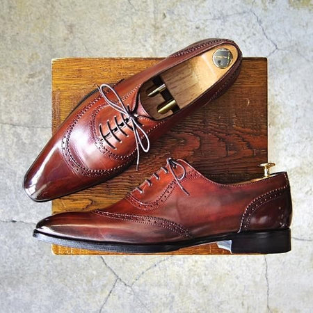 極上★(伊)フランチェスコ・ベニーニョ SIZE 7.5【定価￥57,200-★パティーヌ仕上げ/4643】COMOラスト/赤茶/Francesco Benigno★f384