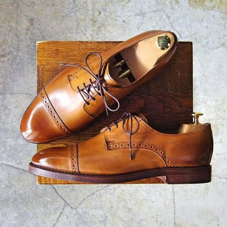 未使用★(米)アレンエドモンズ 9E【★(米)ラルフローレン別注/POLO Ralph Lauren】クォーターブローグ/カーフ/茶/ALLEN EDMONDS★f396