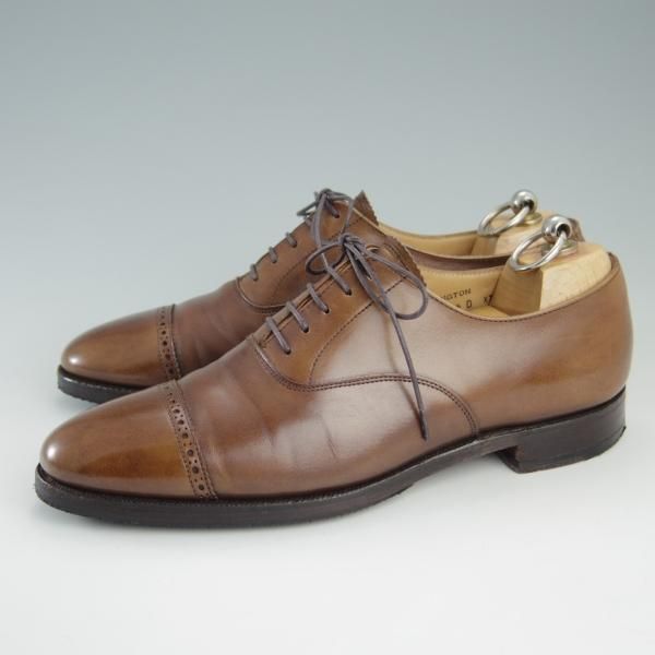 極上★クロケット&ジョーンズ 5.5D【★LANGTON/ラングトン】パンチドキャップトゥ/カーフ/茶/メンズ/Crockett&Jones★f398