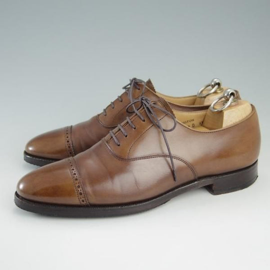 極上★クロケット&ジョーンズ 5.5D【★LANGTON/ラングトン】パンチドキャップトゥ/カーフ/茶/メンズ/Crockett&Jones★f398