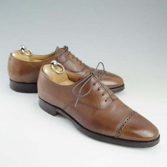 極上★クロケット&ジョーンズ 5.5D【★LANGTON/ラングトン】パンチドキャップトゥ/カーフ/茶/メンズ/Crockett&Jones★f398