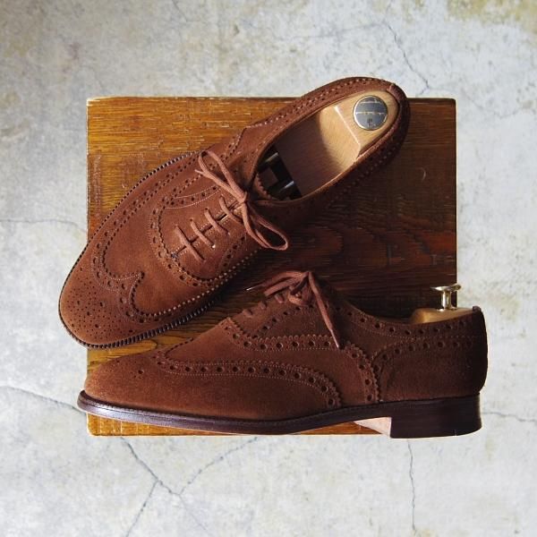 極上★チャーチ 65G/UK6.5【旧チャーチ★73ラスト/CHETWYND/チェットウィンド】3都市ロゴ/フルブローグ/スエード/茶/Church's★f402