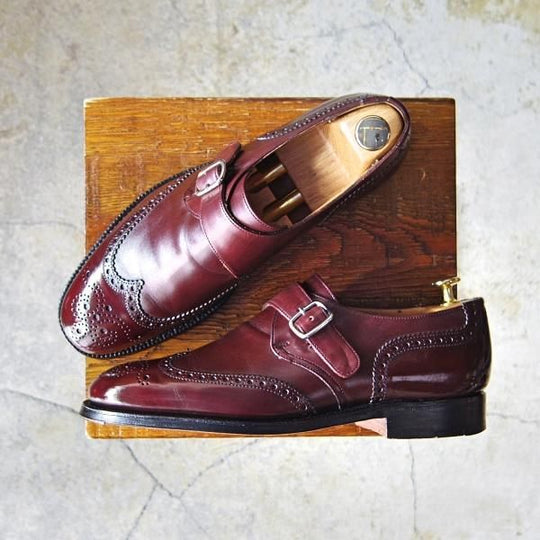 美品★チャーチ 60F/UK6【貴重★100ラスト/Cardigan】カーディガン/4都市ロゴ/モンクストラップ/カーフ/赤茶/メンズ/Church's★f403