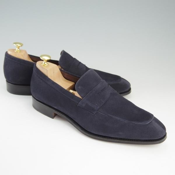 極美品★(スペイン製)CARMINA/カルミナ SIZE 8.5【定価￥72,600-★グッドイヤーウェルテッド製法】コインローファー/スエード/紺★f405