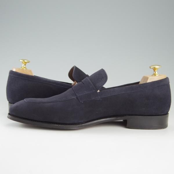 極美品★(スペイン製)CARMINA/カルミナ SIZE 8.5【定価￥72,600-★グッドイヤーウェルテッド製法】コインローファー/スエード/紺★f405