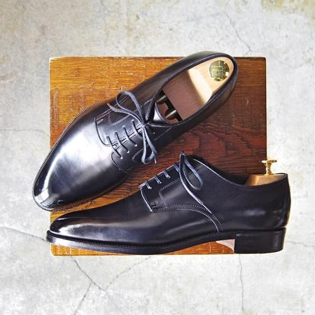 極美品★(浅草)RENDO/レンド SIZE 7【オーダー価格￥64,350-★(欧州)ボックスカーフ仕様/プレーントゥ/7704】770ラスト/黒/メンズ★f406