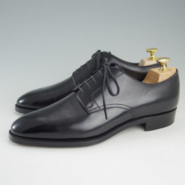 極美品★(浅草)RENDO/レンド SIZE 7【オーダー価格￥64,350-★(欧州)ボックスカーフ仕様/プレーントゥ/7704】770ラスト/黒/メンズ★f406