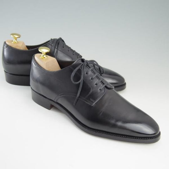 極美品★(浅草)RENDO/レンド SIZE 7【オーダー価格￥64,350-★(欧州)ボックスカーフ仕様/プレーントゥ/7704】770ラスト/黒/メンズ★f406