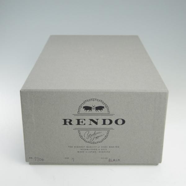 極美品★(浅草)RENDO/レンド SIZE 7【オーダー価格￥64,350-★(欧州)ボックスカーフ仕様/プレーントゥ/7704】770ラスト/黒/メンズ★f406