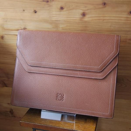 極上★(スペイン)ロエベ/LOEWE【★ドキュメントケース/クラッチバッグ】レザー/メンズ&レディース/ビジネス/バッグ/茶/革/鞄★N5639
