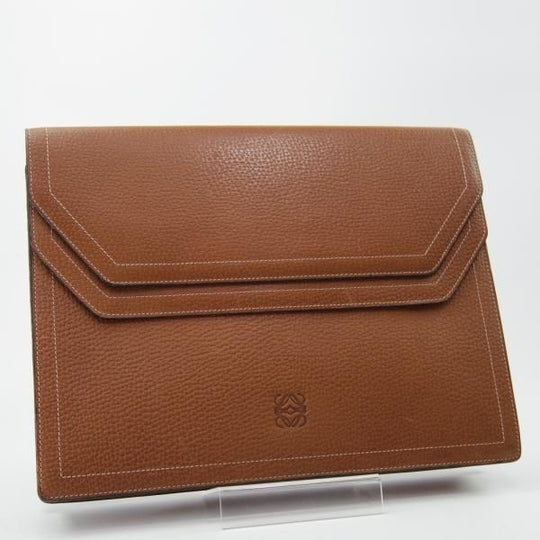 極上★(スペイン)ロエベ/LOEWE【★ドキュメントケース/クラッチバッグ】レザー/メンズ&レディース/ビジネス/バッグ/茶/革/鞄★N5639