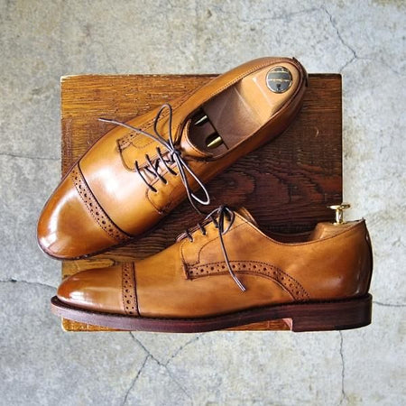 未使用★(米)アレンエドモンズ 8E【★(米)ラルフローレン別注/POLO Ralph Lauren】クォーターブローグ/カーフ/茶/ALLEN EDMONDS★f409