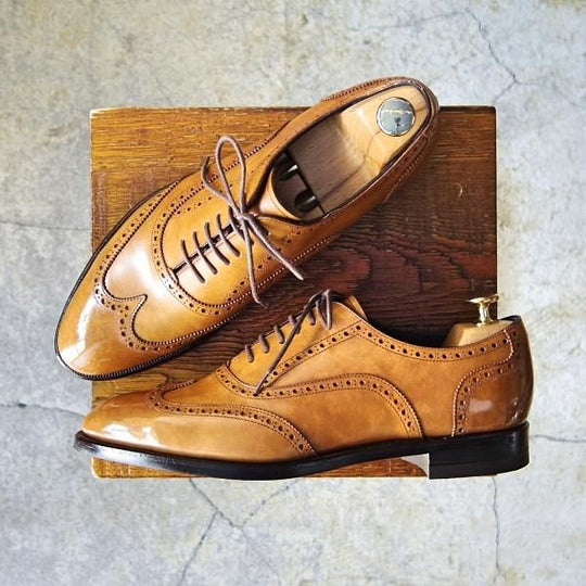 極美品★シェットランドフォックス SIZE 6.5【ダイナイトソール仕様★コベントリーシリーズ/005F SF】カーフ/薄茶/Shetlandfox★f412