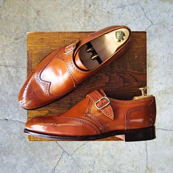極美品★(英)アルフレッド・サージェント 6.5F【(英)Herring Shoes別注★PHILIP 2/モンクストラップ】109ラスト/茶/Alfred Sargent★f414