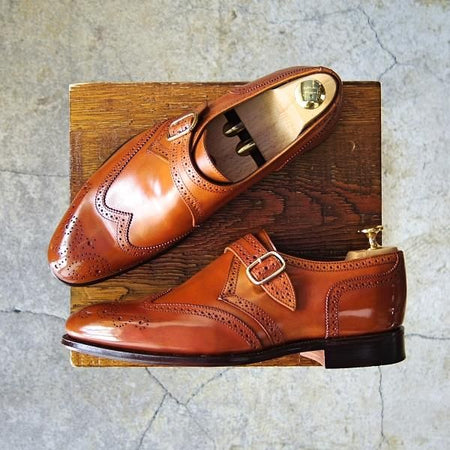 極美品★(英)アルフレッド・サージェント 6.5F【(英)Herring Shoes別注★PHILIP 2/モンクストラップ】109ラスト/茶/Alfred Sargent★f414