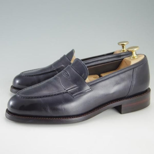 極美品★(浅草)RENDO/レンド SIZE 6【オーダー価格￥75,600-★(イルチア社)ラディカカーフ仕様/2701D】コインローファー/紺★f416