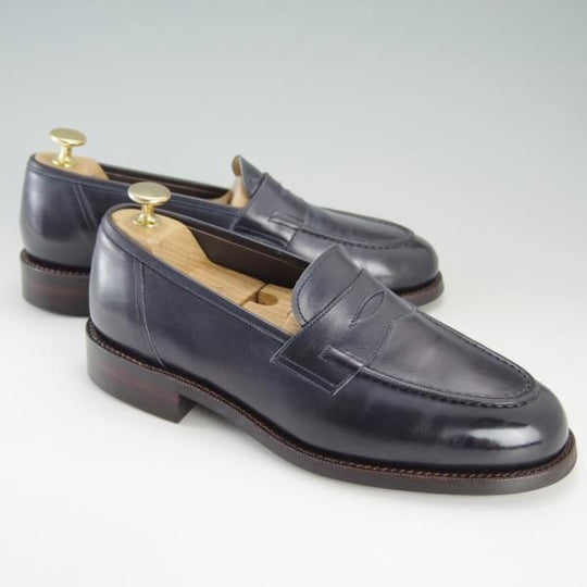 極美品★(浅草)RENDO/レンド SIZE 6【オーダー価格￥75,600-★(イルチア社)ラディカカーフ仕様/2701D】コインローファー/紺★f416