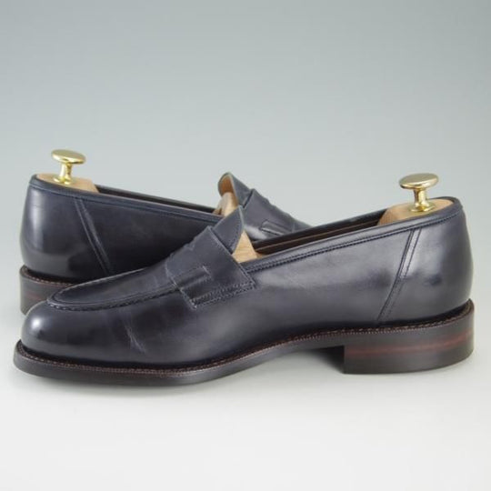 極美品★(浅草)RENDO/レンド SIZE 6【オーダー価格￥75,600-★(イルチア社)ラディカカーフ仕様/2701D】コインローファー/紺★f416