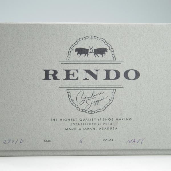 極美品★(浅草)RENDO/レンド SIZE 6【オーダー価格￥75,600-★(イルチア社)ラディカカーフ仕様/2701D】コインローファー/紺★f416
