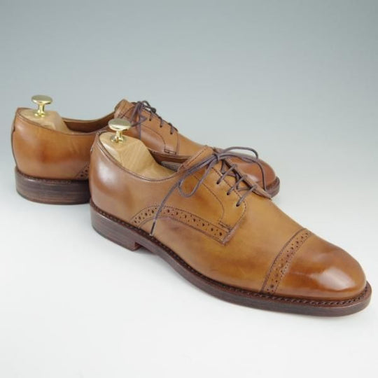 未使用★(米)アレンエドモンズ 8.5E【★(米)ラルフローレン別注/POLO Ralph Lauren】クォーターブローグ/カーフ/茶/ALLEN EDMONDS★f419
