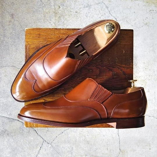 極美品★クロケット&ジョーンズ 9E【★ロイドフットウェア別注/Lloyd Footwear】サイドエラスティック/カーフ/茶/Crockett&Jones★f422
