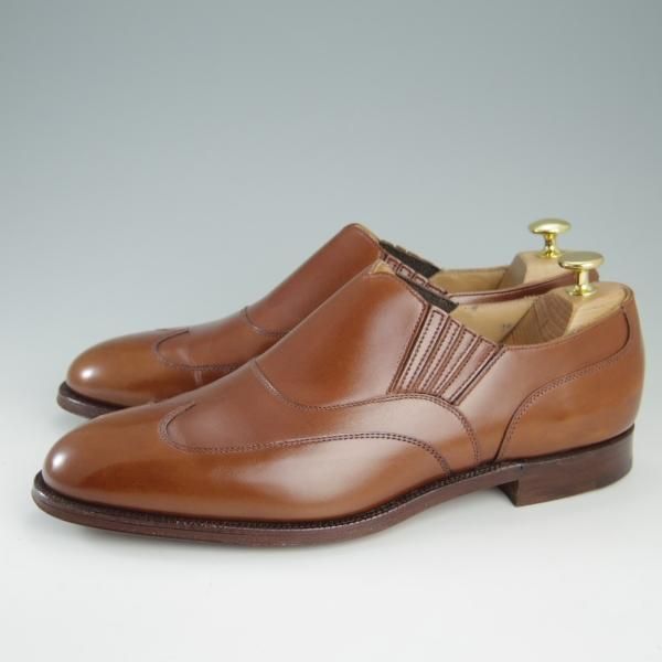 極美品★クロケット&ジョーンズ 9E【★ロイドフットウェア別注/Lloyd Footwear】サイドエラスティック/カーフ/茶/Crockett&Jones★f422