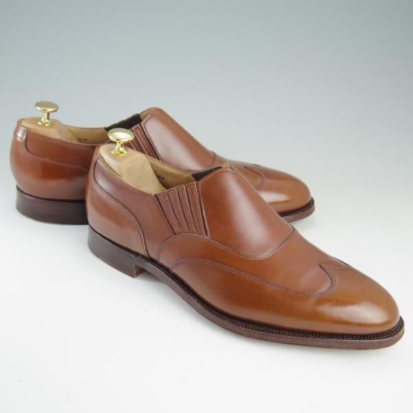 極美品★クロケット&ジョーンズ 9E【★ロイドフットウェア別注/Lloyd Footwear】サイドエラスティック/カーフ/茶/Crockett&Jones★f422