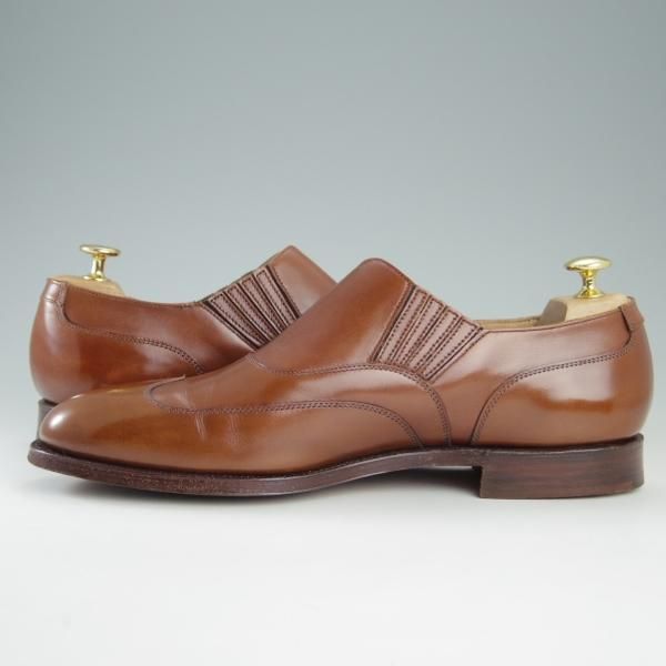 極美品★クロケット&ジョーンズ 9E【★ロイドフットウェア別注/Lloyd Footwear】サイドエラスティック/カーフ/茶/Crockett&Jones★f422