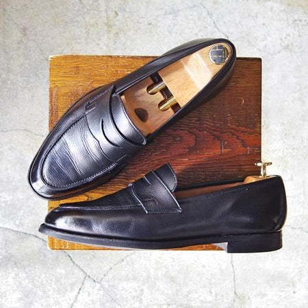 美品★クロケット&ジョーンズ 8E【定価￥88,000-★ユナイテッドアローズ別注/ROSEMOUNT】330ラスト/ローファー/黒/Crockett&Jones★f424